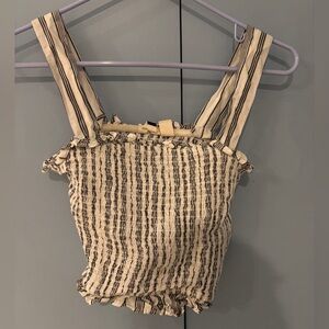 Roxy Gray and White Scrunched Crop Top Size M